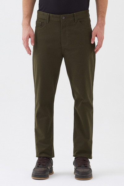 EXPIER Men's Khaki Canvas Cotton Regular Fit Comfortable Cut Trousers