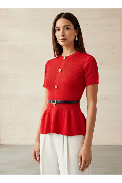 2Xtremz Striped Round Neck Peplum Top