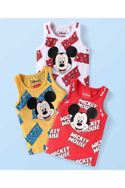 Babyhug Disney سترات متشابكة مع رسومات ميكي ماوس (عبوة من 3 قطع) - أحمر، أصفر...
