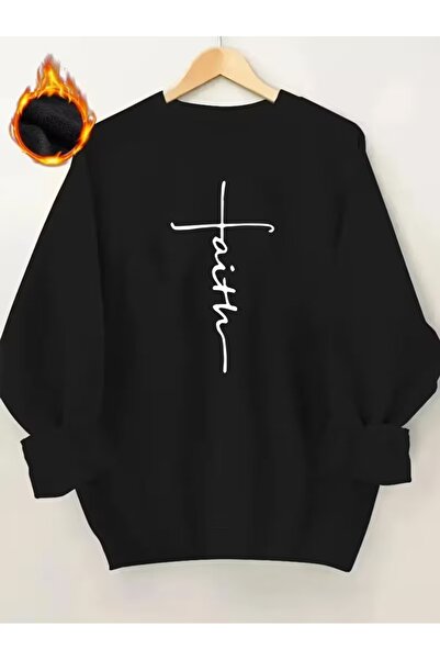 WOODROFFE 3ip Penye Faith مطبوع سويت شيرت برقبة دائرية أسود/رمادي للجنسين أسود