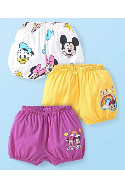 Babyhug Disney بنطلون قطني خالص مزين برسومات ميني وأصدقائها، عبوة من 3 قطع - ...