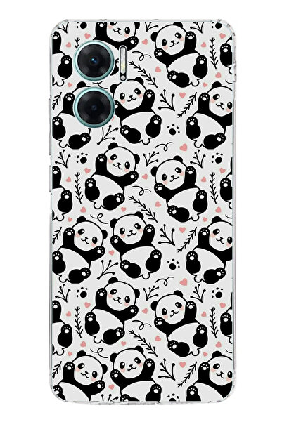 TechTree حافظة سيليكون متوافقة مع هاتف Redmi Note 11E من Little Pandas مطبوع