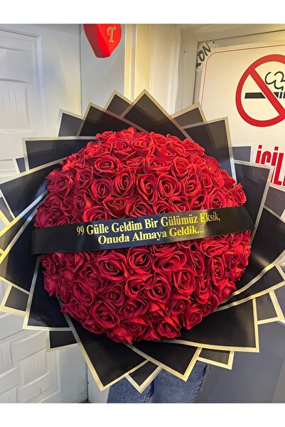 UMAY FLOWERS 99 güllü yapay isteme çiçeği özel mesajlı lüks tasarım