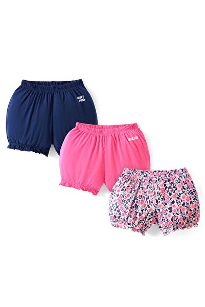 Pine kids Bloomers with Floral and Text Print (Pack of 3) - Blue & Pink