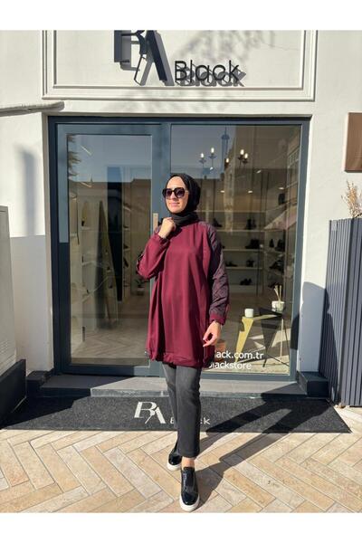 MissWhence 38040 Paraşüt Detay Kadın Tunik Bordo