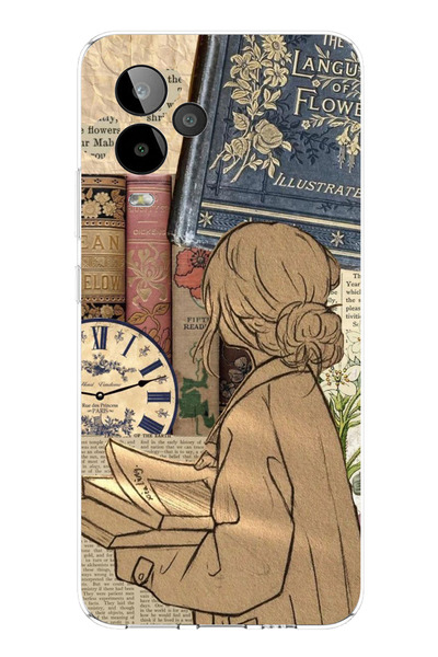 TechTree حافظة سيليكون مطبوع متوافقة مع GM 24 PRO بتصميم نسائي على طراز الجريدة القديمة