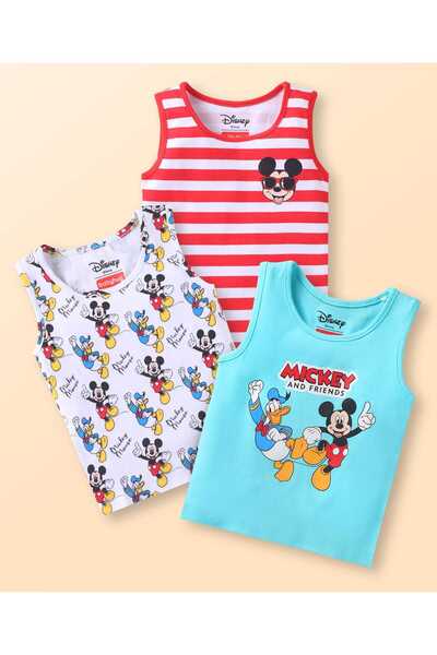 Babyhug Disney Single Jersey Knit Sleeveless Vests Mickey Mouse Pack of 3 - A...