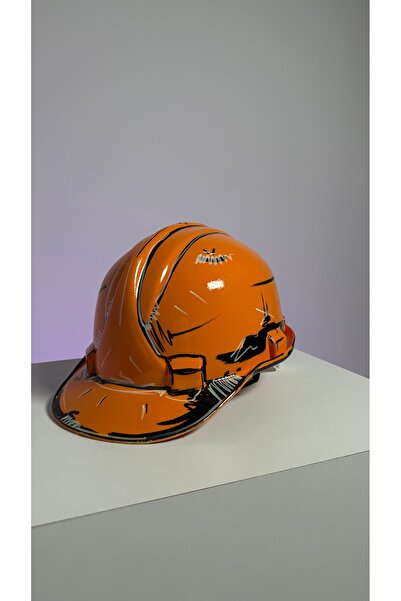 ASTRA STUDIO Mimar ve Mühendisler İçin Özel Tasarım El Boyaması Baret - Çizgi...