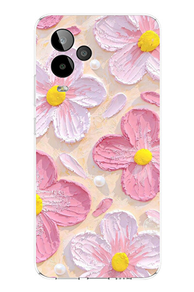 TechTree حافظة سيليكون متوافقة مع GM 24 PRO باللون الوردي والأبيض والأزهار المائية مطبوع