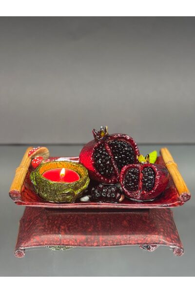 KirLiNova Nar Figürlü Dekoratif Mumluk – El Yapımı Biblo Mumluk