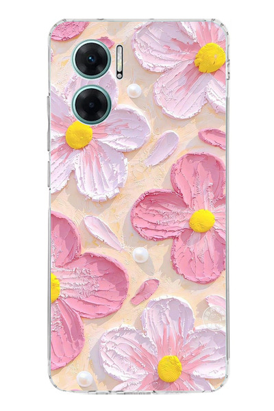 TechTree حافظة سيليكون متوافقة مع هاتف Redmi Note 11E باللون الوردي والأبيض و...