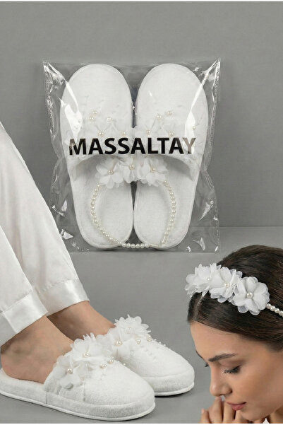 Massaltay Laser Floral Pearl Maternity Slippers and Crown Set – Elegance & Co...