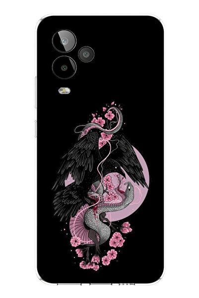 TechTree حافظة سيليكون متوافقة مع GM 24 PRO باللون الوردي والأسود مطبوع