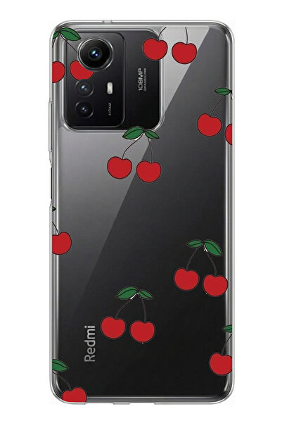 TechTree حافظة سيليكون متوافقة مع Redmi Note 12S بتصميم الكرز مطبوع