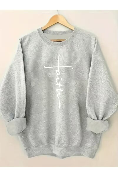 WOODROFFE Φούτερ 3 ip Penye Faith με τύπωμα με λαιμόκοψη μαύρο/γκρι Unisex Μαύρο