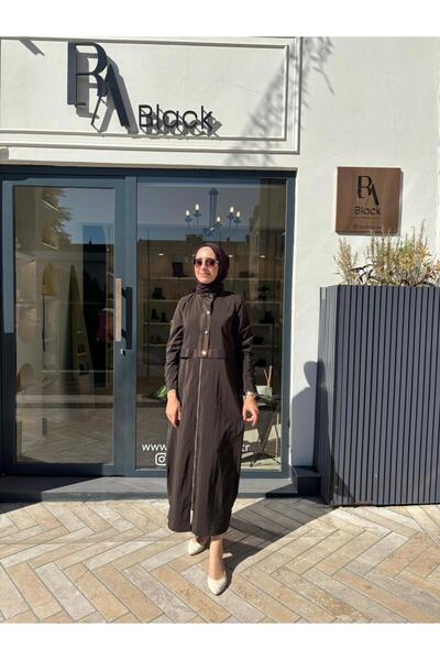 Almarwah Black 405008 Çıtçıt Detay Kadın Kap Kahve