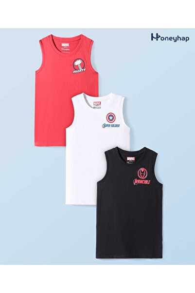 Honeyhap Marvel Avengers Graphic Vests (Pack of 3) - Red White and Black