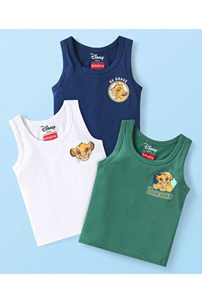 Babyhug Disney Vests with Simba Graphics (Pack of 3) - Green and Navy and White