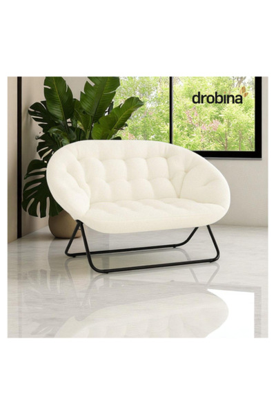 drobina 140cm Bouclé Sofa Chair, White, Foldable