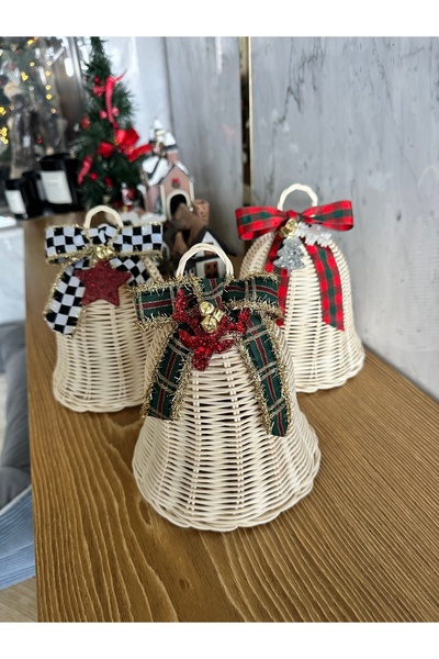 Lovenwoven Rattan Bambu Çan Kapı Süsü Yılbaşı