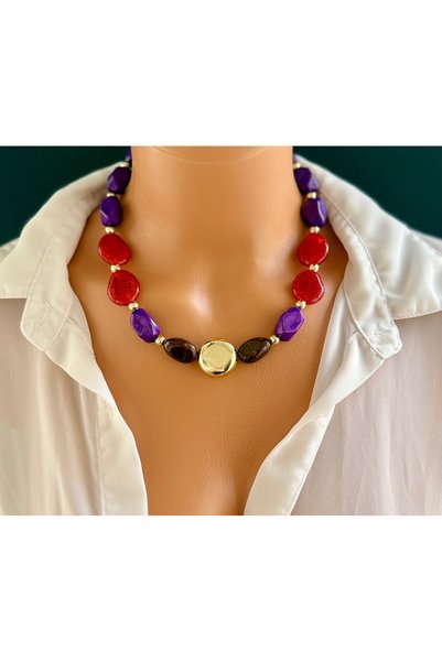 Limi Design Colorful Gold Bead Design Necklace