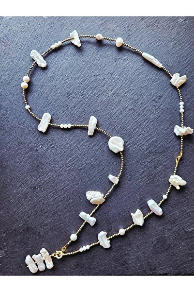 PERLLIS Colier lung perle naturale si hematit