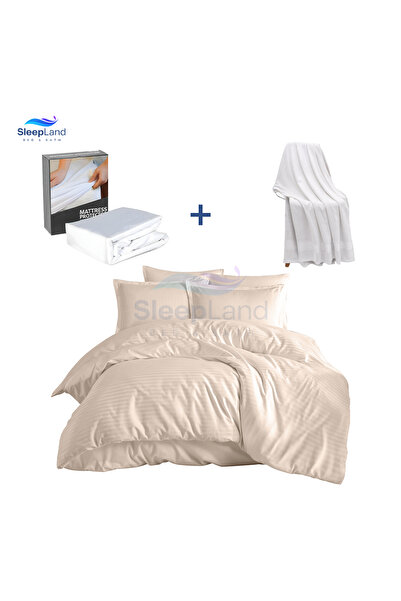 SLEEPLAND Beige hotel bedspread with cotton towel and mattress protector