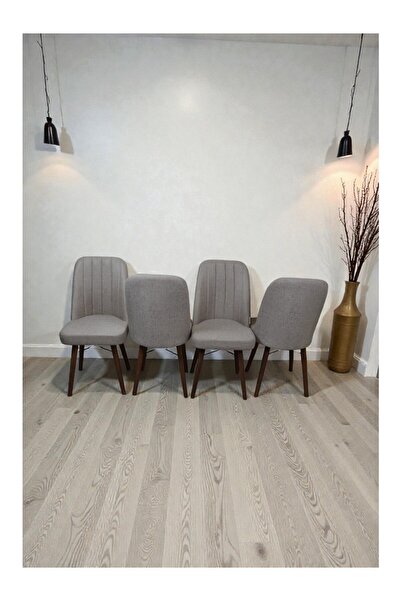 baresmu Hasa 4 Adet Sandalye – Ahşap Ayaklı, Ergonomik, Rahat Oturumlu Modern Mutfak ve Yemek Sandalyesi