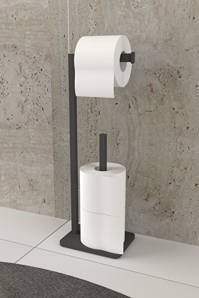 AJU Suport pentru hârtie igienică din metal cu rezervor de rezervă, fără perforare, bază turnată, accesoriu modern pentru baie