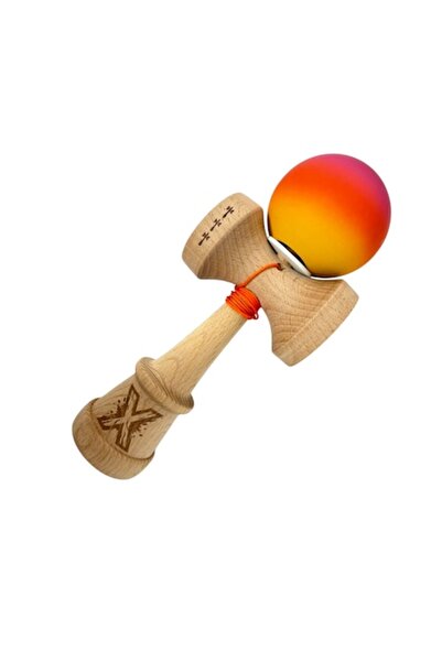 LEIBOO Kendama X Grip din cauciuc Big cup V3 din lemn, 18 cm, cu rulment meta...