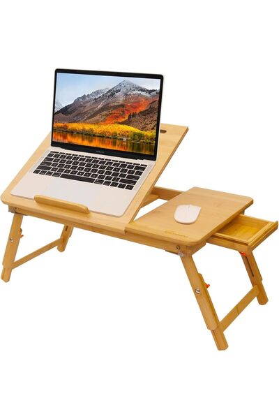 Saatistan Yükseltilebilir Bambu Laptop ve Çalışma Sehpası, Çok Amaçlı Tasarım