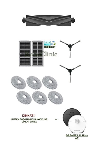 Roboclinic فرشاة بديلة متوافقة مع مكنسة Dreame L40 Ultra AE الروبوتية، فلتر H...