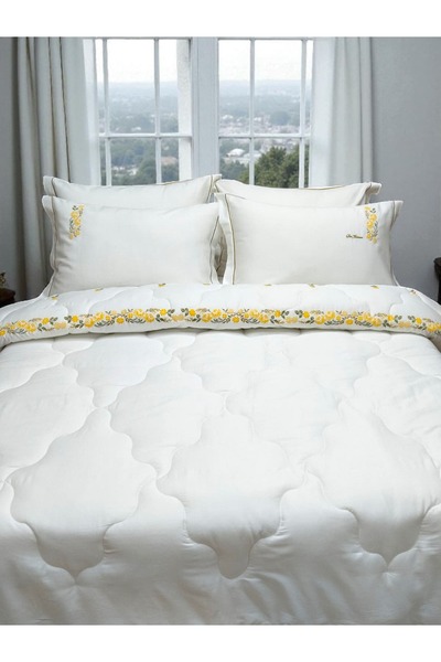 BAŞ TASARIM Kaneviçe İşlemeli Beyaz Çift Kişilik Uyku Seti