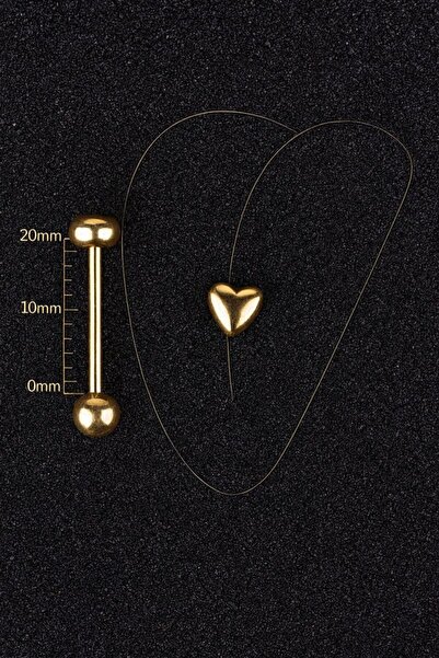 ömay takı 18mm Kalp 316l cerrahi çelik Dil Piercing