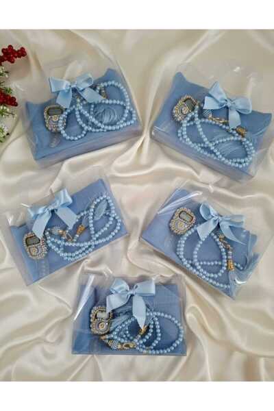 hira tasarım 5 Adet Hac Umre Seti Hediyelik Başörtü İnci Tesbih Taşlı Zikirma...
