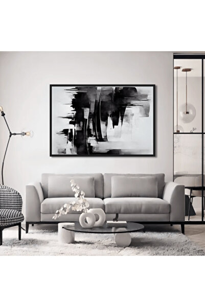 designadv Abstract canvas wall art - silver frame