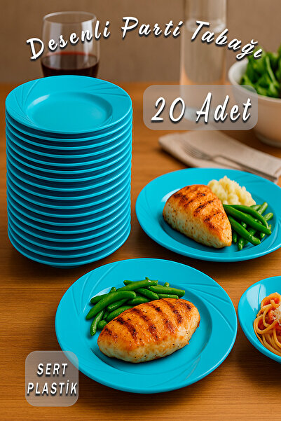 Ezupack 20'li Mavi Renk LÜX SERT PLASTİK Parti Doğum Günü Sunum Davet Nişan S...