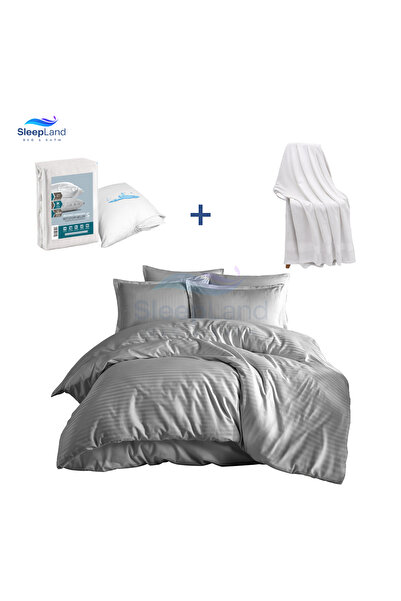 SLEEPLAND Hotel bedspread in gray with cotton towel measuring 70×140 cm with ...