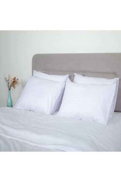 Bed N Home SA طقم كيس لحاف، 100% قطن مصري, كثافة خيوط 250، ابيض، 2كيس وساده، 180×220سم