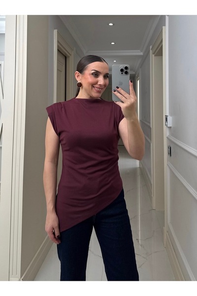 Mzr Collection Дамска блуза с асиметричен крой и набрани детайли