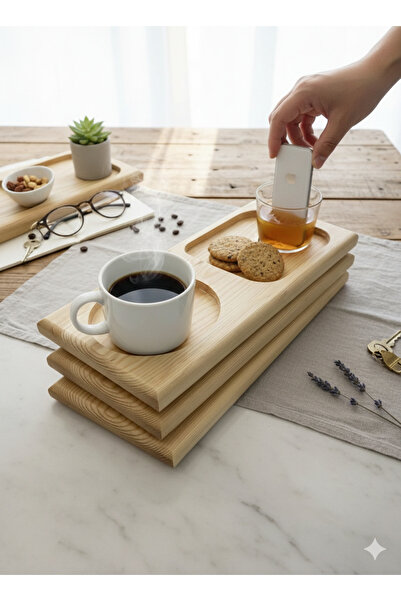 Altın express صينية تقديم خشبية طبيعية، حامل أكواب، طبق تقديم، صينية جانبية ل...