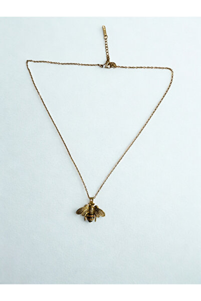 botanica Arı Figürlü Gold Renk Çelik Kolye