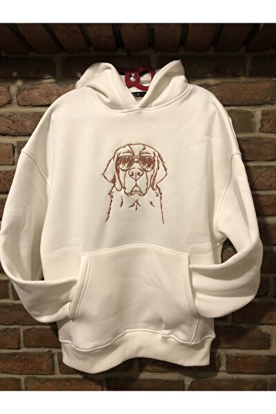 harmony factory Hanorac unisex alb auriu supradimensionat cu glugă tricou