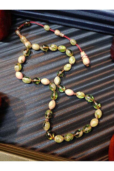 Anemore Collection سبحة من العنبر الناري الأخضر اللون