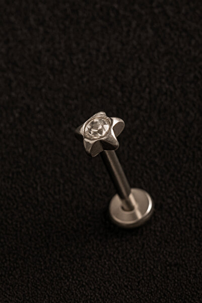 Yıldız Tek Taş 316l cerrahi çelik Labret Piercing