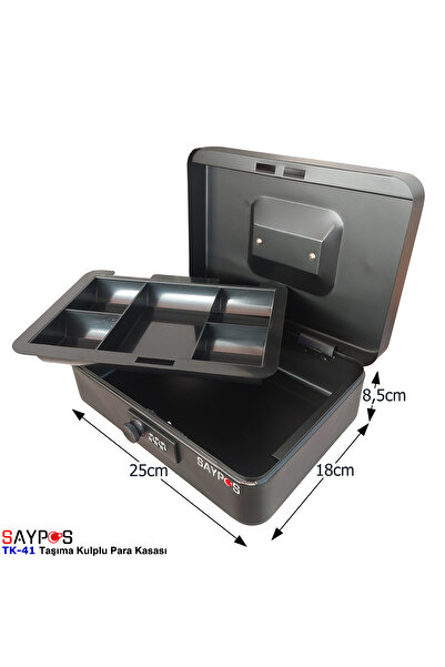 SAYPOS Şifreli Açılır ve Taşıma Kulplu Metal Para Kasası Mücevher-Takı Kutusu...