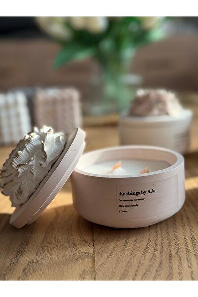 the things home El Yapımı Dekoratif Beton Kapaklı Mum | %100 Doğal Soya Wax |...