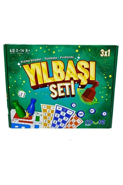ROUTE Games 3'ü 1 Arada Yılbaşı Oyun Seti - Tombala, Kızma Birader ve Fırdöndü (2-16 Oyuncu)