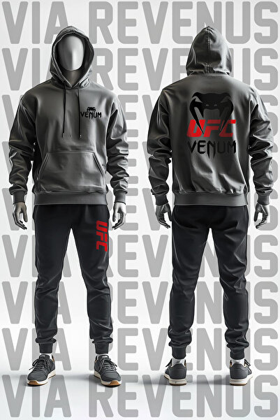 Vordevia Ufc Printed 3-Thread Fleece-Lined Hooded Tracksuit Set