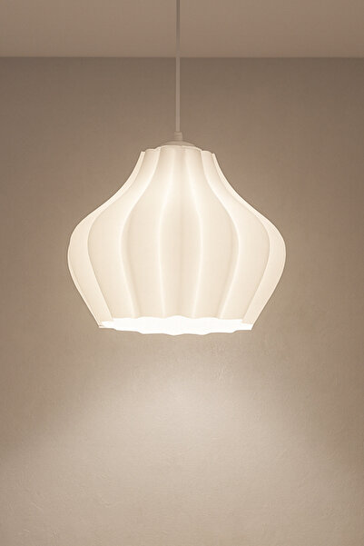 YAGLİZ Pure Line Modern Dalga Tasarımlı Beyaz BioPlastik Avize